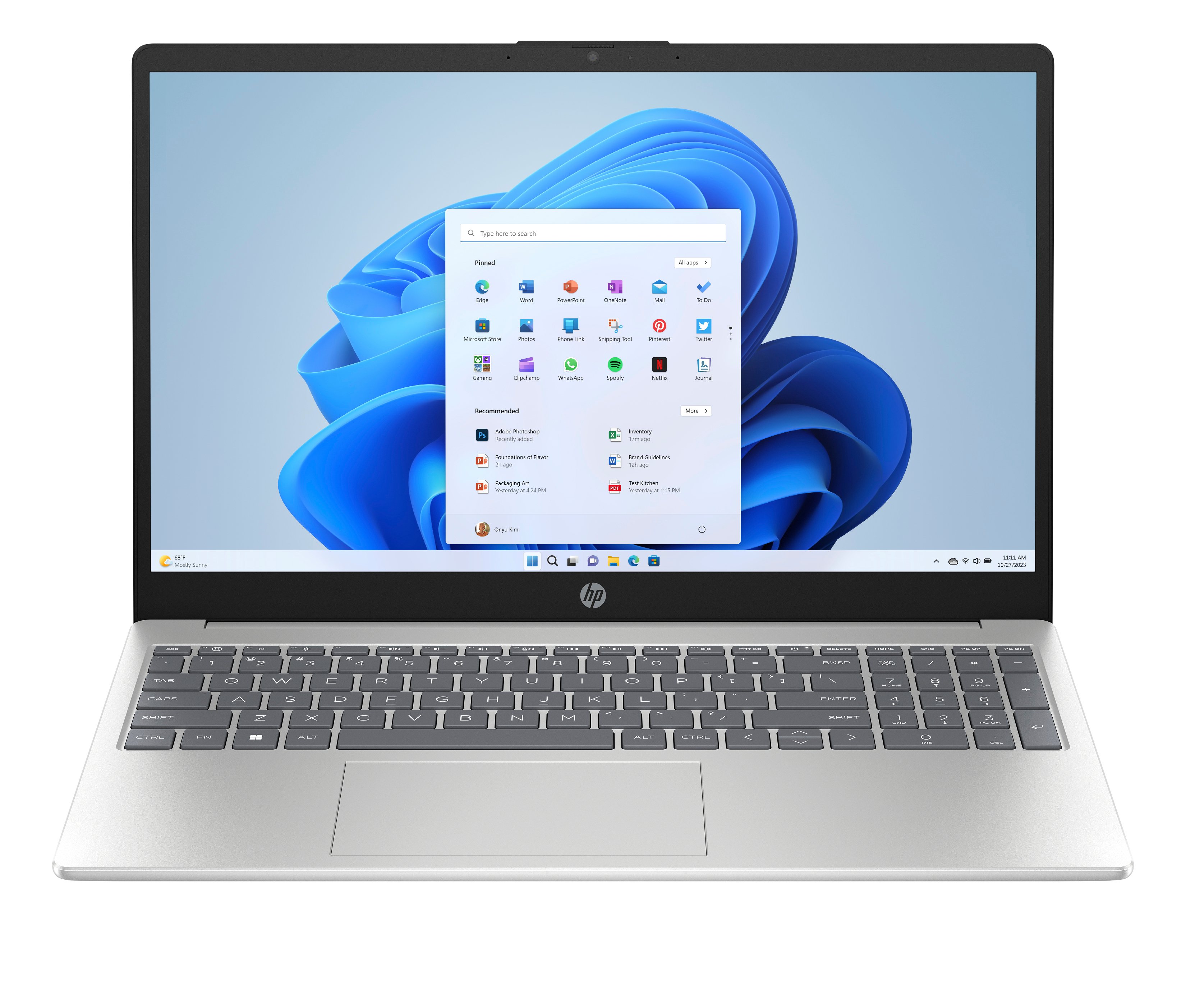 HP 15-fd0011nf Intel Core 7 150U Ordinateur portable 39,6 cm (15.6") Full HD 16 Go DDR5-SDRAM 512 Go SSD Wi-Fi 6 (802.11ax) Windows 11 Home Argent